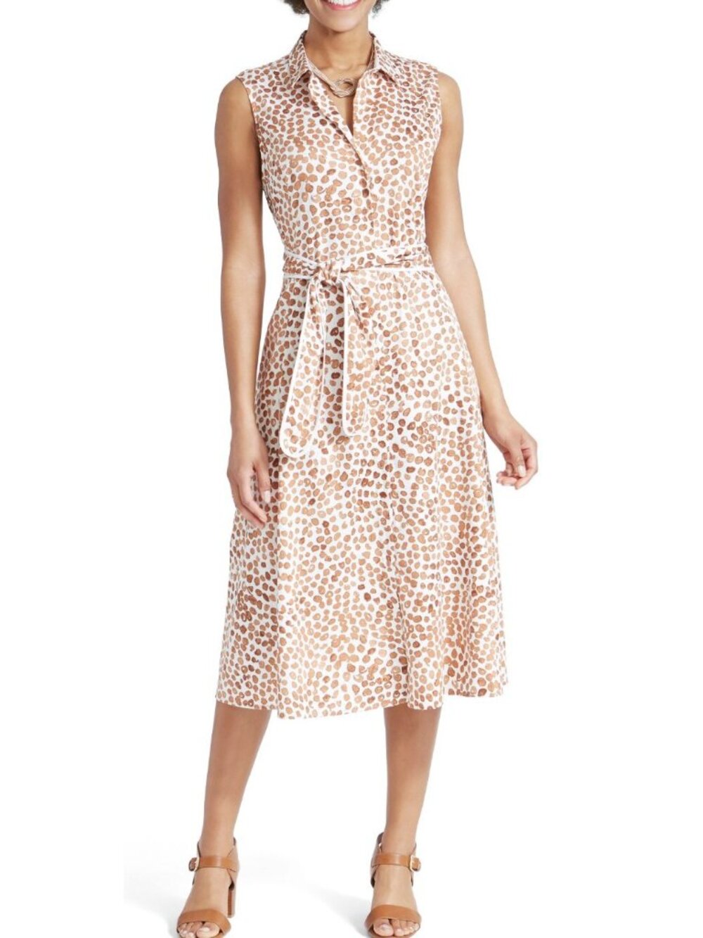 Nic+Zoe Copper Kiss Midi Shirtdress Cheetah Leopard Print Medium - Picture 1 of 3